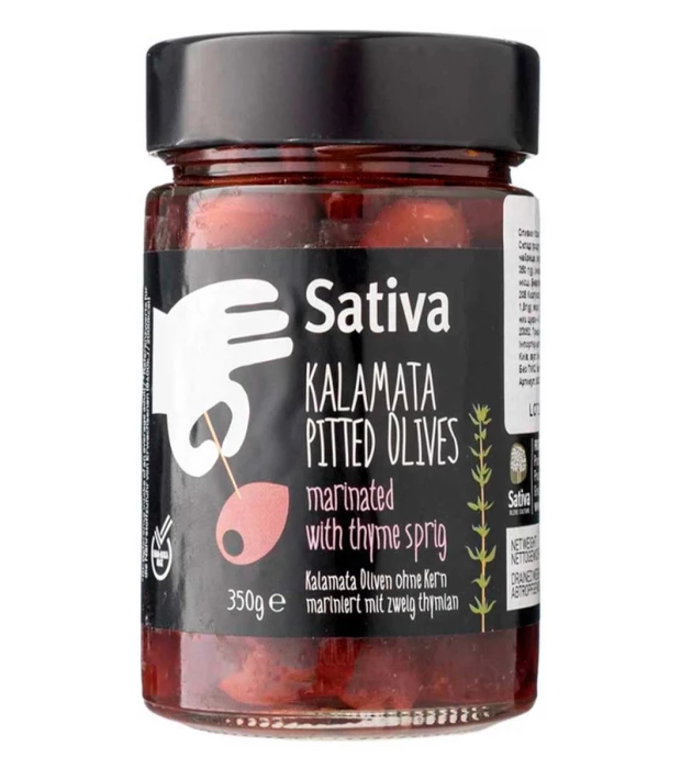 Оливки Каламата без косточек маринованные с тимьяном Sativa 350г