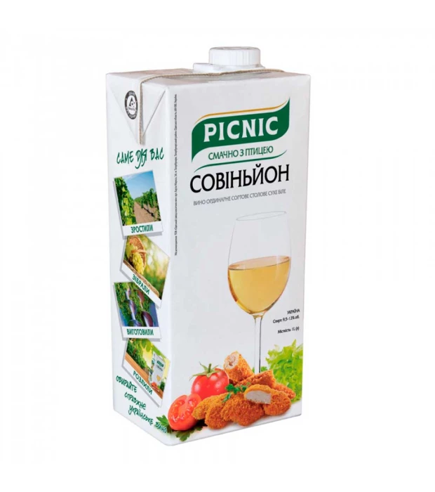 Вино Picnic Sauvignon белое сухое 1л 9,5-13%