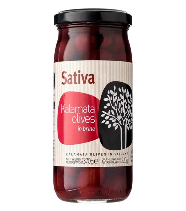 Оливки Каламата цели в рассоле Sativa 370г