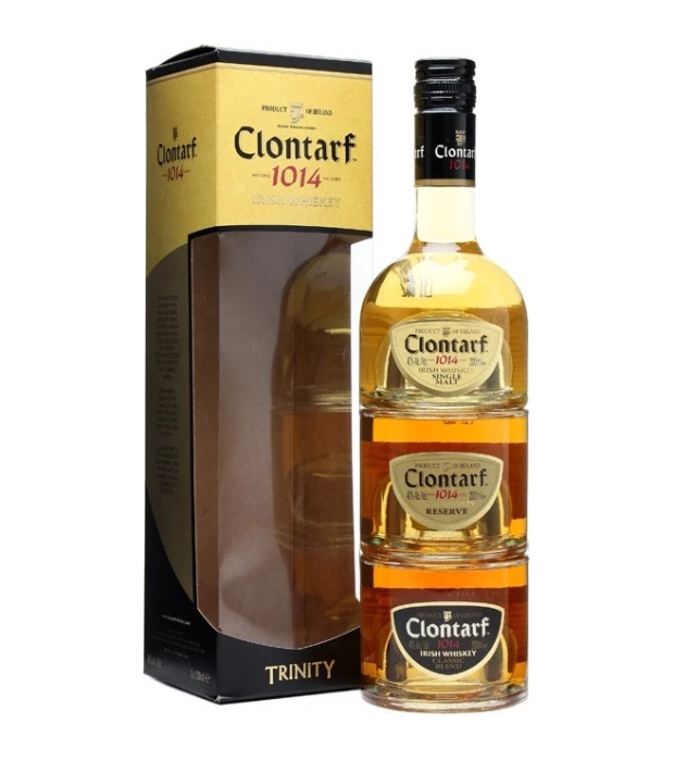 Виски КЛОНТАРФ 1014 ТРИНИТИ (подарочный набор) 3* 0,2 л Ирландия СВЅС, Clontarf 1014 Trinity 0,9 л 40%