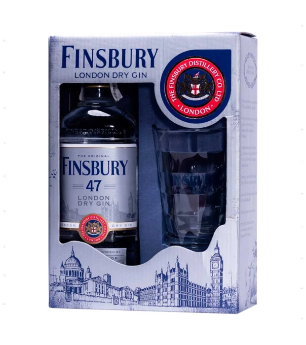 Набір Джин Finsbury Platinum у подарунковій упаковці 0,7л 47% + склянка 380 мл