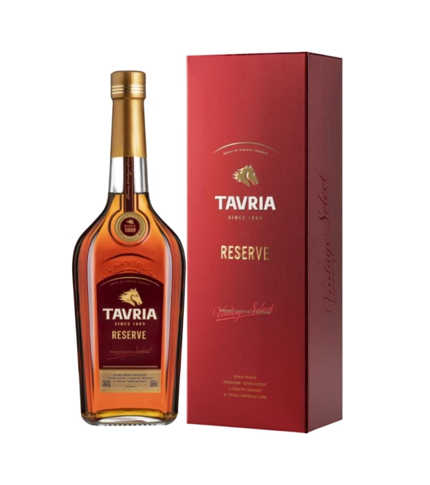 Бренді Tavria Reserve у подарунковій коробці 0,5л 40%