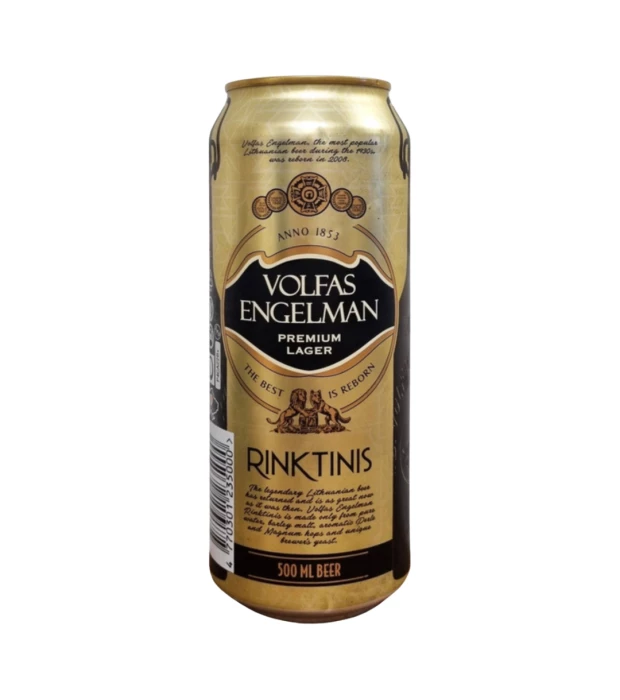 Пиво Volfas Engelman Rinktinis светлое фильтрованное 0,5л 5,2%