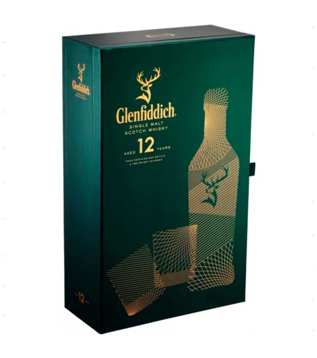 Виски Односолодовый Glenfiddich 12 yo  0,7 л 40% + 2 стакана