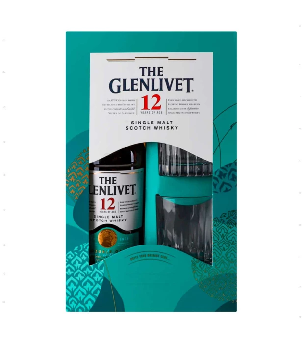 Віскі The Glenlivet 12 років витримки 0,7л 40% + 2 склянки