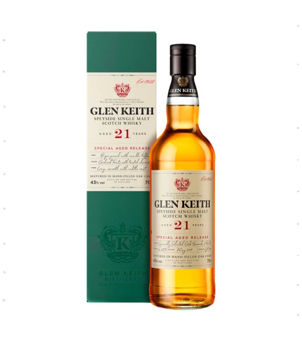 Віскі Glen Keith 21 рік витримки у подарунковій упаковці 0,7л 43%