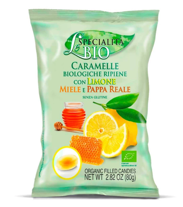 Леденцы с лимоном, медом и маточным молочком органические Le Specialità Bio 80 г