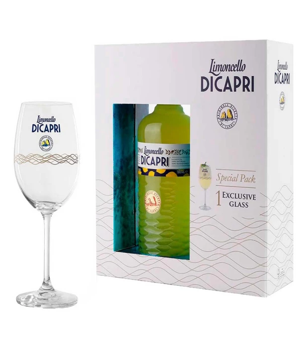 Лікер "Набір Лімончелло ді Капрі з келихом" 0,7л 30%