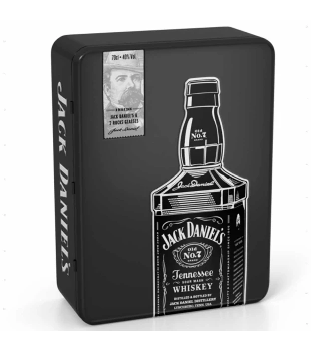 Виски Jack Daniel's в металлической коробке с двумя стаканами 0,7л 40%