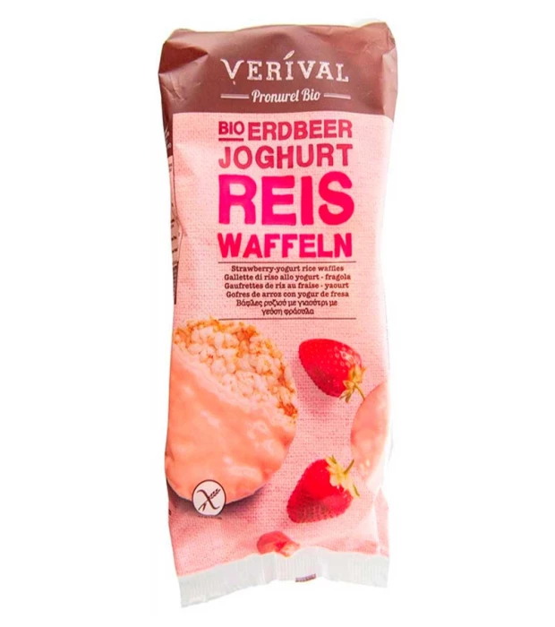 Вафлі рисові з полуницею органічні Verival 100 г