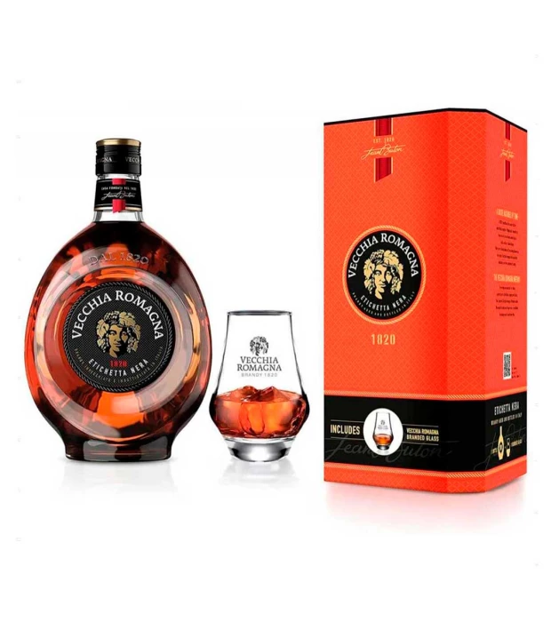 Бренди Vecchia Romagna Etichetta Nera, 38 0,7л % + бокал