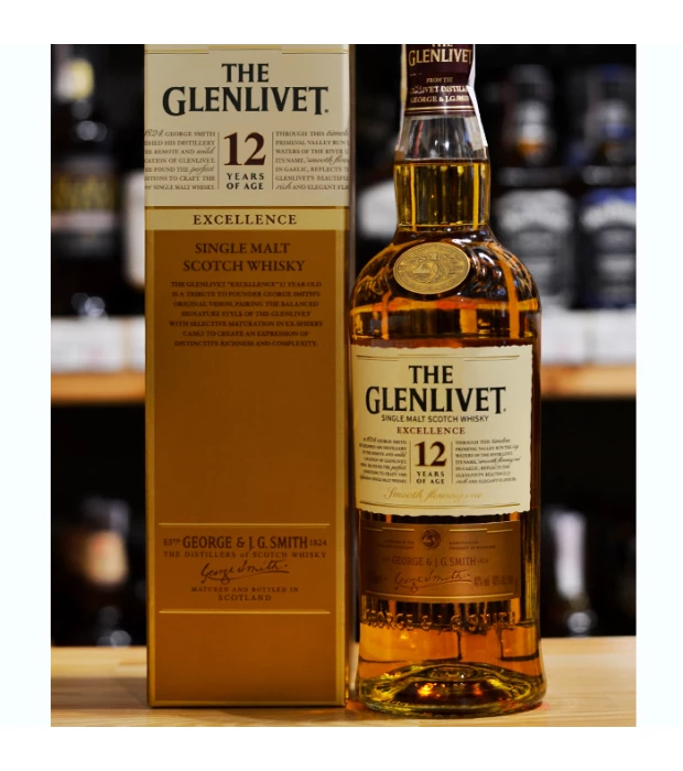 Виски The Glenlivet Excellence 12 лет выдержки 0,7л 40% в подарочной упаковке купить