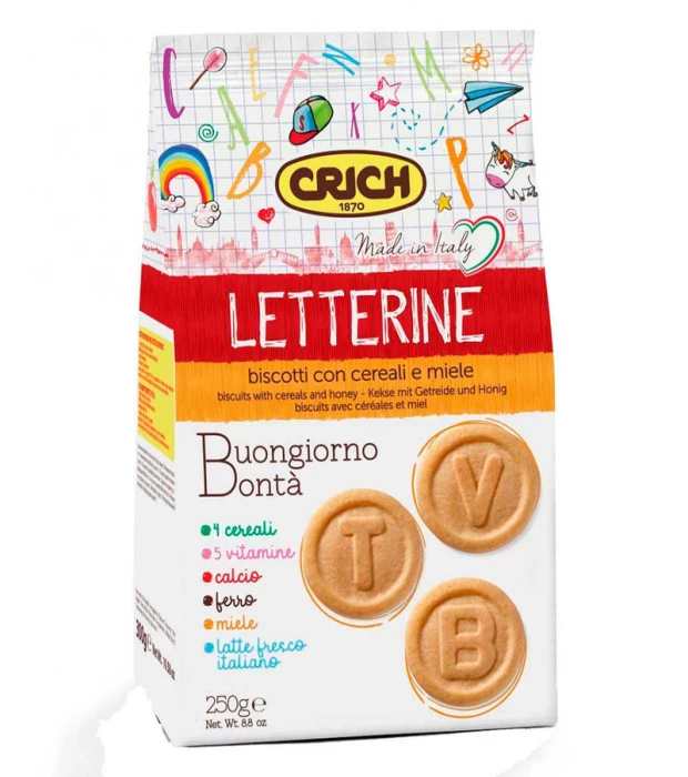 Печенье Леттерин со злаками, молоком и медом Crich 250г