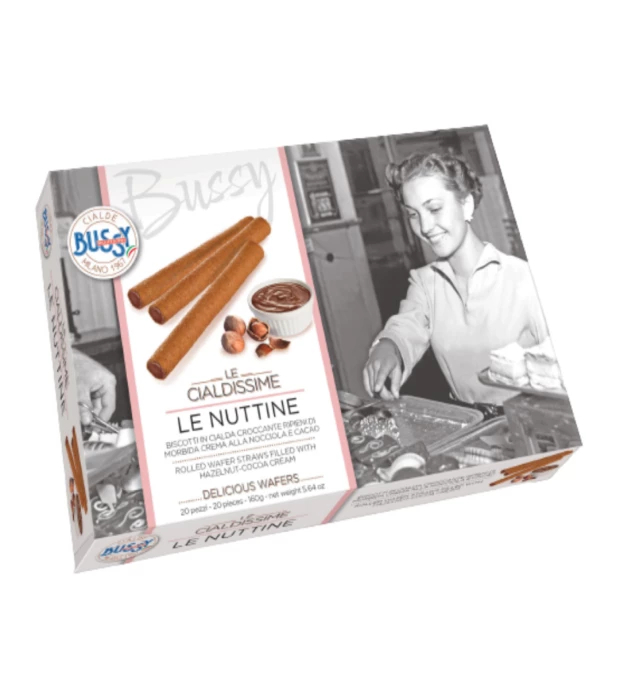 Трубочки вафельные с какао-ореховым кремом Ле Нуттине Bussy 160 г