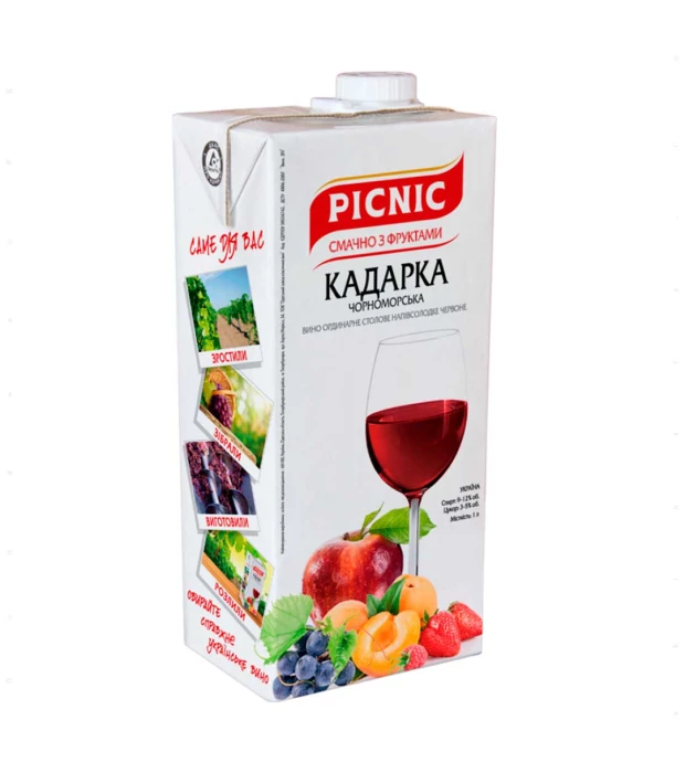 Вино Picnic Кадарка Чорноморська червоне напівсолодке 1л 9-12%