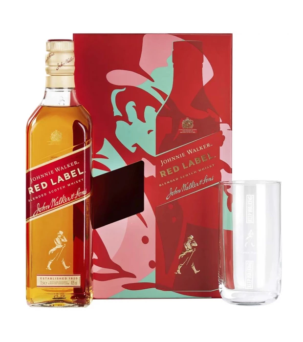 Набор Виски Johnnie Walker Red Label 0,7л 40% в подарочной упаковке+стакан купить