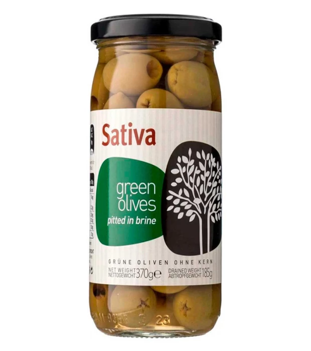 Оливки зеленые без косточек в рассоле Sativa 370г