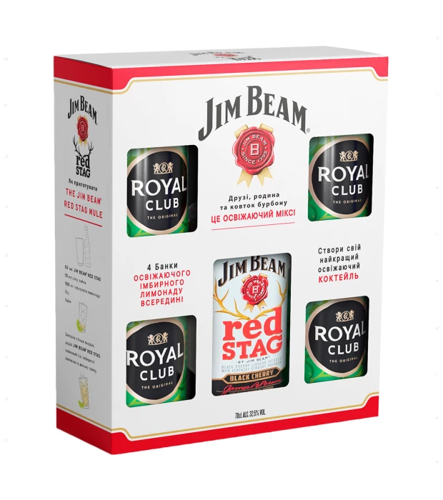 Ликер Jim Beam Red Stag Cherry 0,7л 32,5% + Royal Club Ginger Ale
