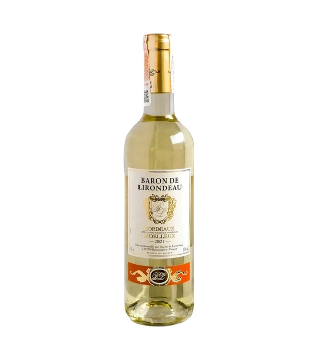Вино Бордо Baron de Lirondeau белое полусладкое 0,75л 10,5%