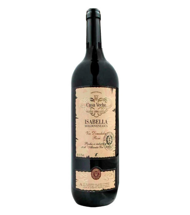 Вино "Изабелла Молдавская" Магнум Casa Veche красное полусладкое Алианца Вин 1,5л 11%