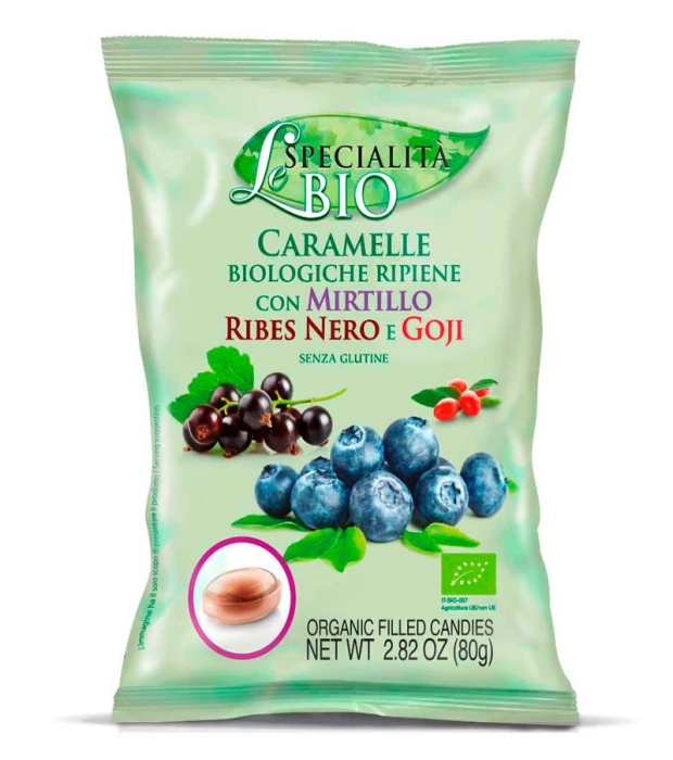 Леденцы с черникой, черной смородиной и годжи органические Le Specialità Bio 80 г