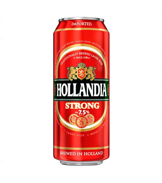 Пиво Hollandia Strong світле фільтроване 0,5 л 7,5%