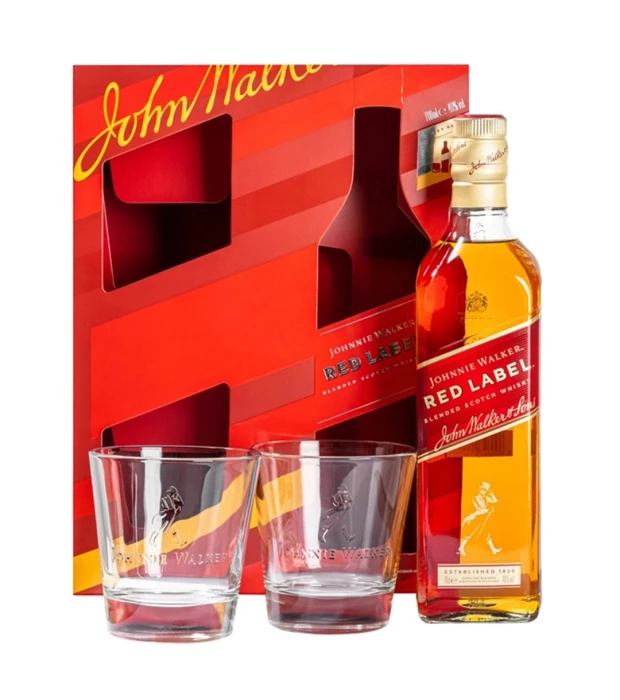 Віскі Johnnie Walker Red Label 0,7л подарунковій упаковці+2 склянки 0,7л 40%