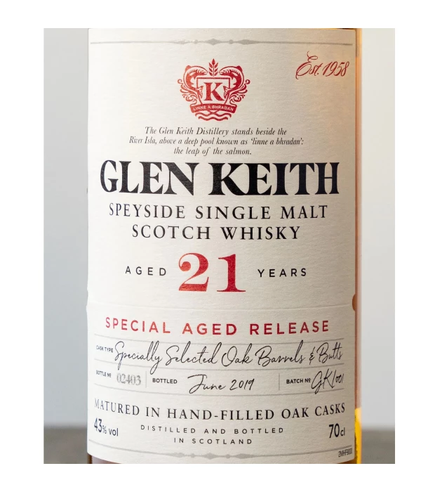 Виски The Glen Keith 21 год выдержки 0,7 л 43% в коробке купить
