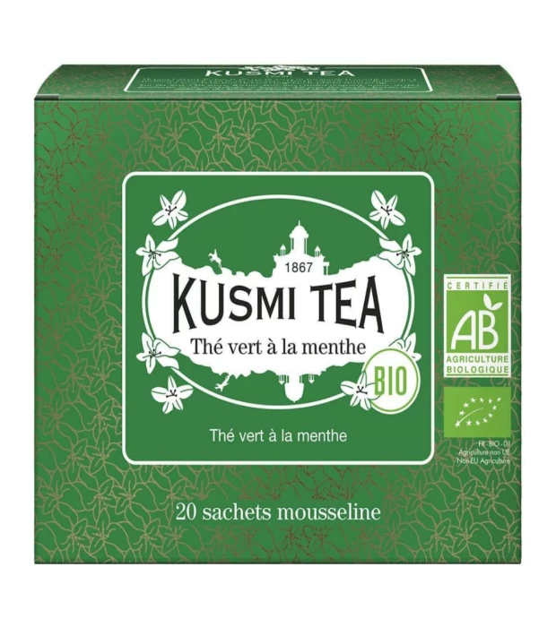 Чай зелений М'ята органічний, Kusmi Tea, 20х2г