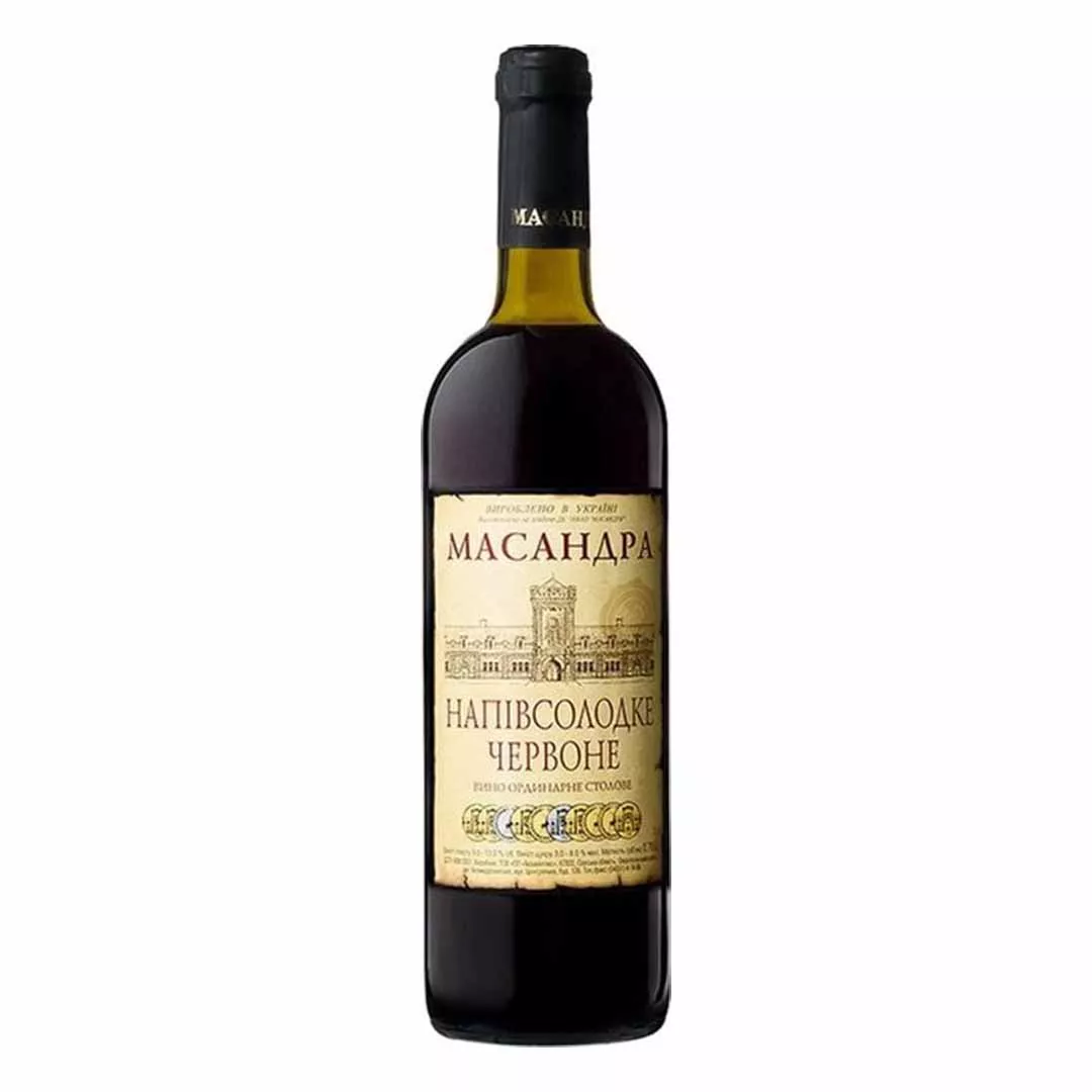 Вино Массандра ординарное столовое красное полусладкое 0,75л 9,5-13%