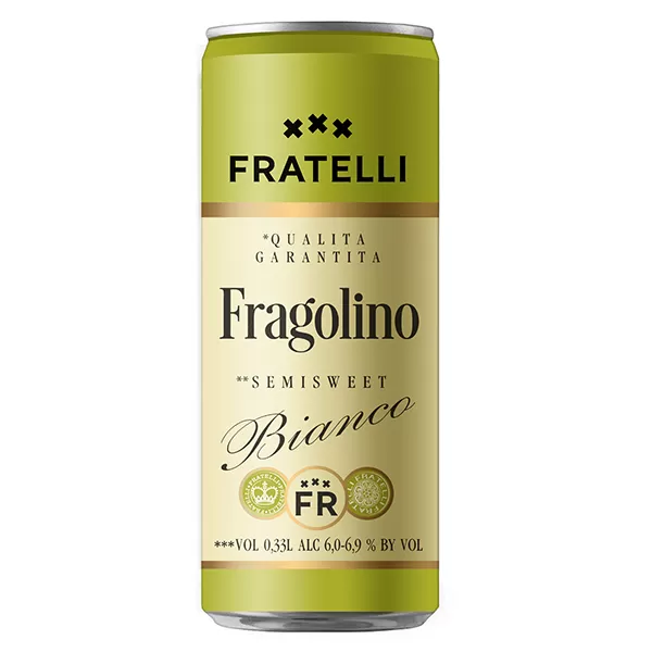 Напій винний Fratelli Fragolino Bianco ігристий напівсолодкий 0,33л 6-6,9%