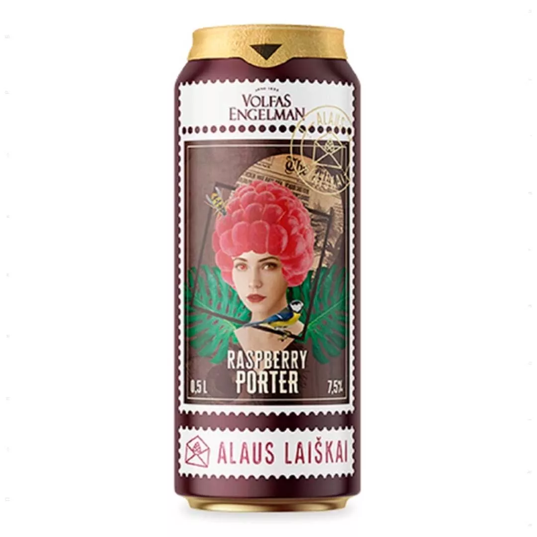Пиво Volfas Engelman Raspberry Porter темное фильтрованное 0,5л 7,5%