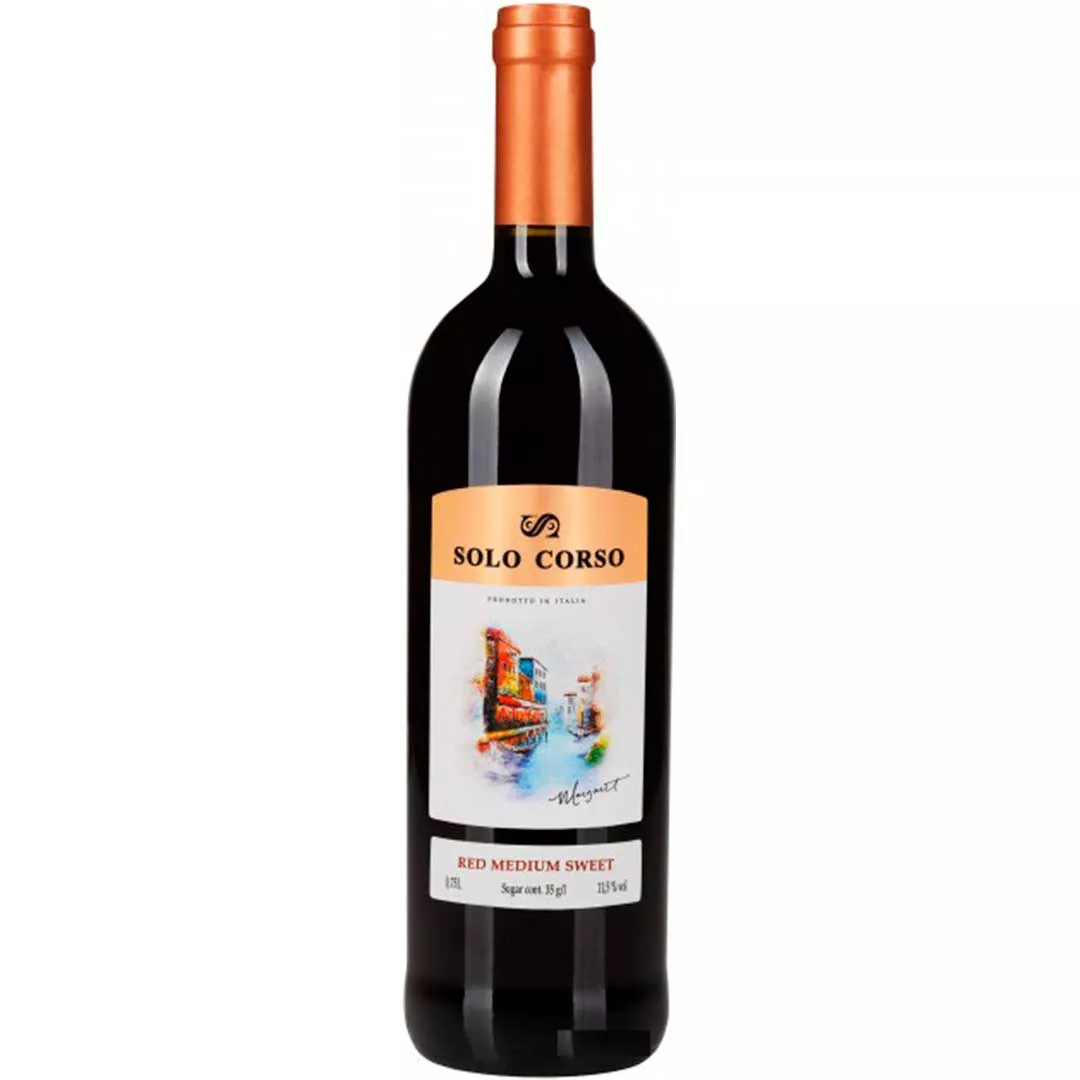 Вино Solo Corso Rosso VDT красное полусладкое 0,75л 11%