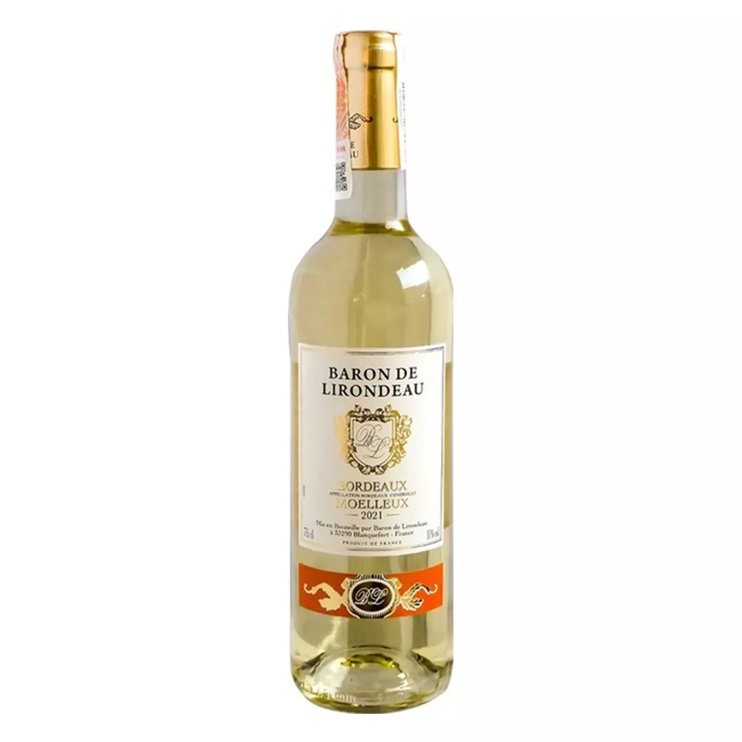 Вино Бордо Baron de Lirondeau біле напівсолодке 0,75л 10,5%