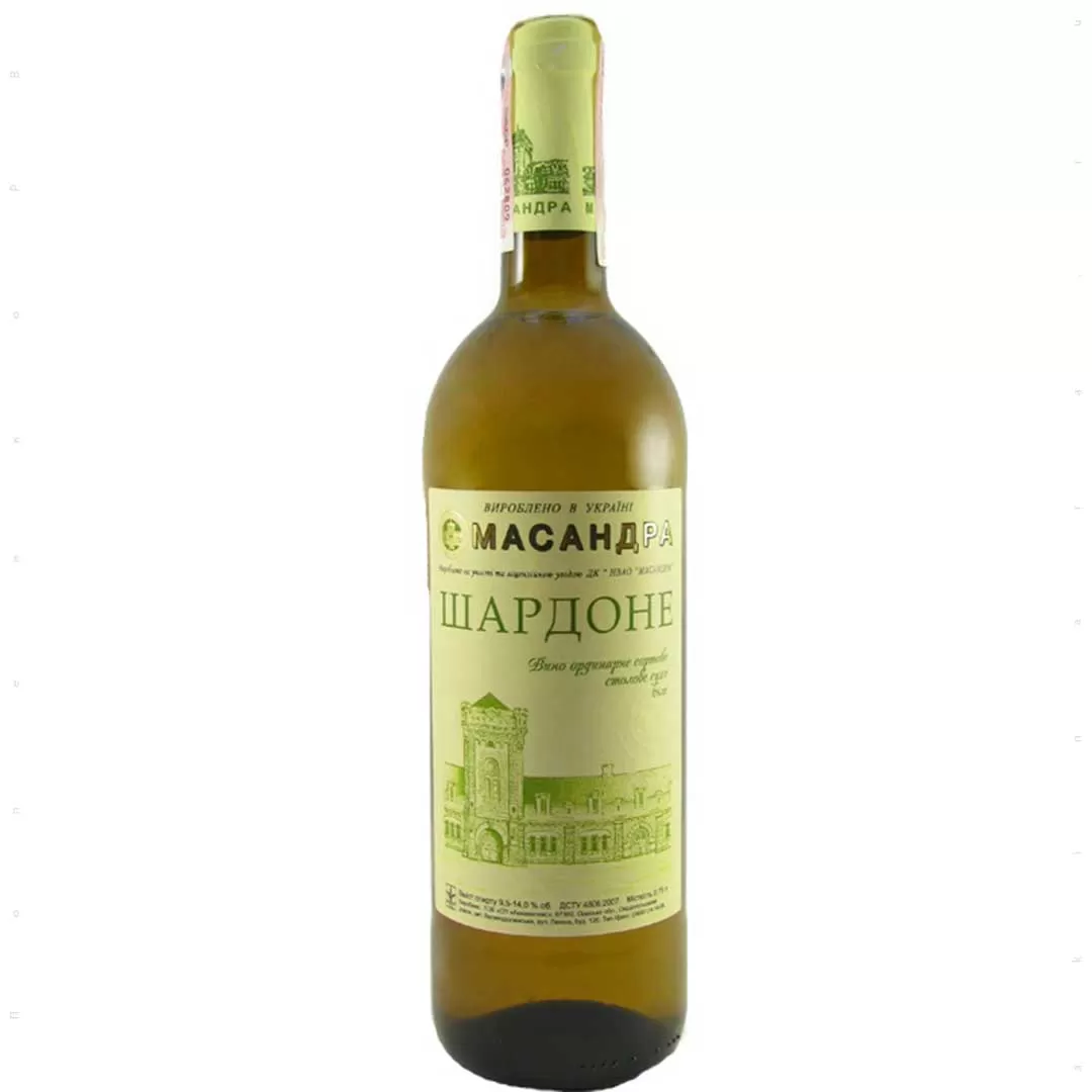 Вино Massandra Chardonnay белое сухое 0,75л 9,5-14%
