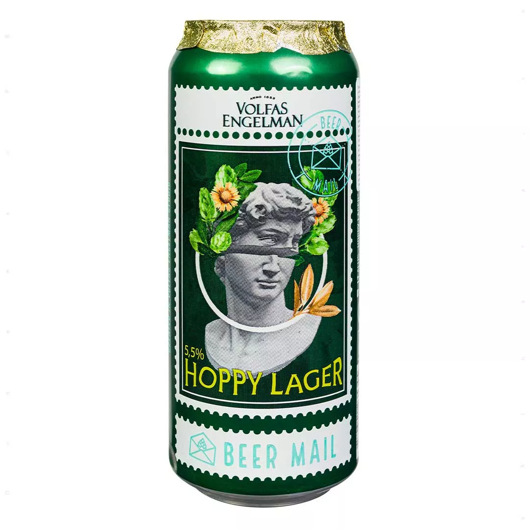 Пиво Volfas Engelman Hoppy Lager светлое фильтрованное 0,5л 5,5%