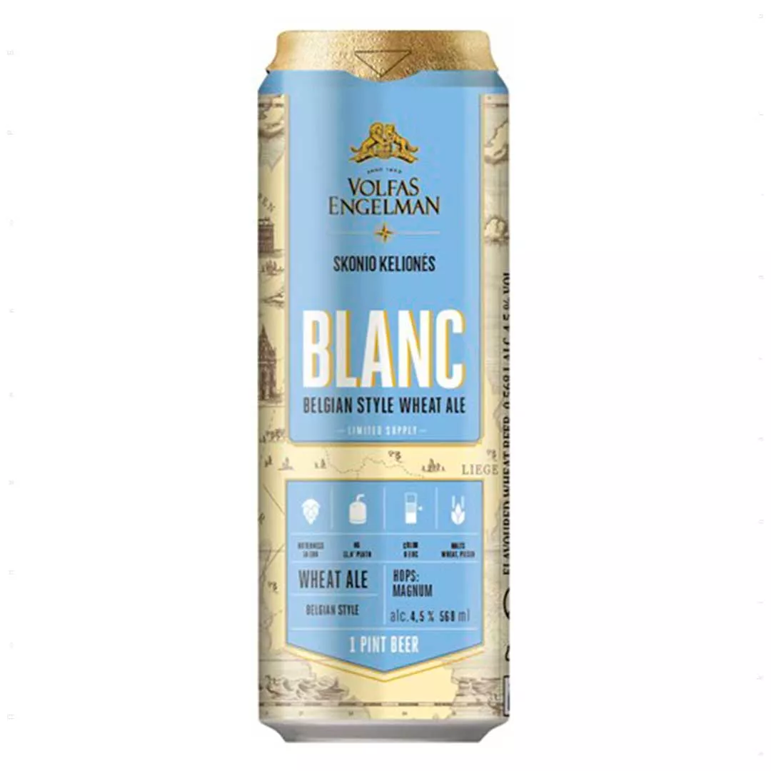Пиво Volfas Engelman Blanc светлое нефильтрованное 0,568л 5%